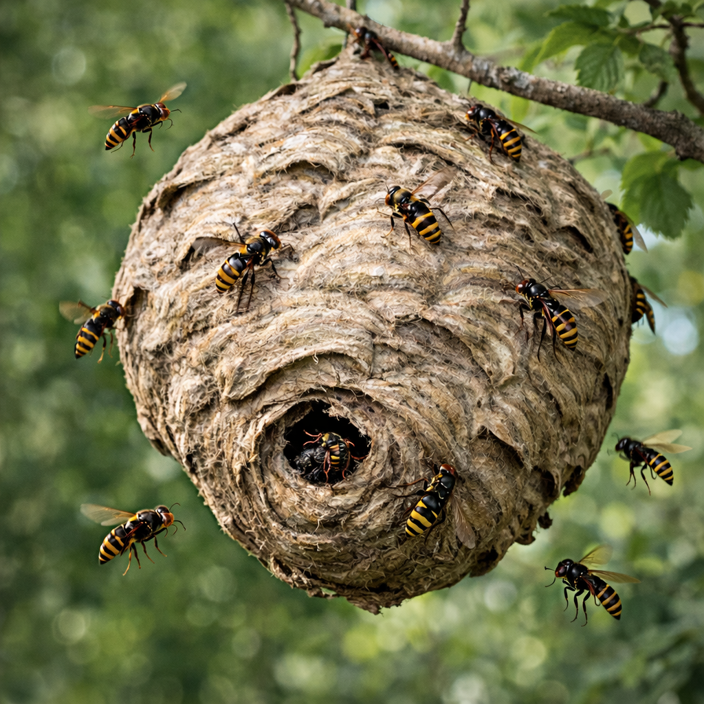 nid frelon asiatique arbre